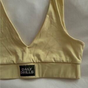 Daily Drills Yellow V-Neck Sports Bra